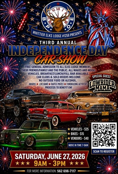 Whittier Elks Independence Day Car Show flyer June 2026